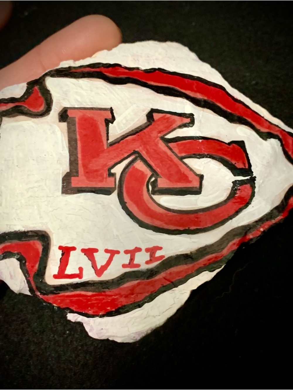 Kansas City Chiefs LVII Superbowl Champs Hand Painted Decorative Rock Resin